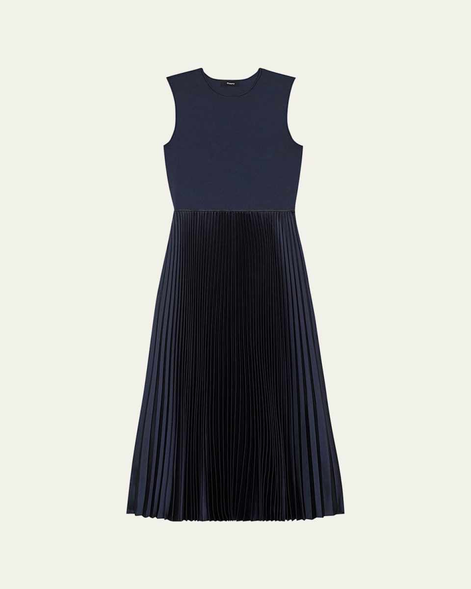 Combo Satin Pleated Dress